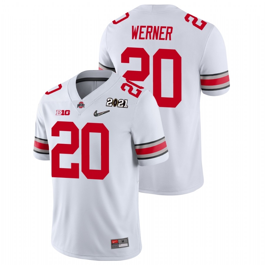 Ohio State Buckeyes Men's NCAA Pete Werner #20 White Champions 2021 National College Football Jersey CWP1049TY
